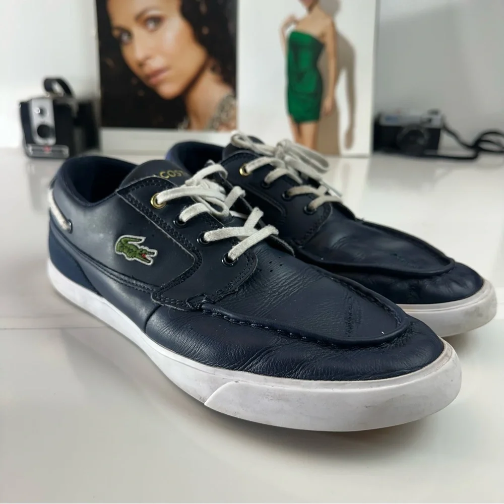 Lacoste Leather Boat Shoes | Navy Blue Preppy Coastal Casual Sneakers size 10